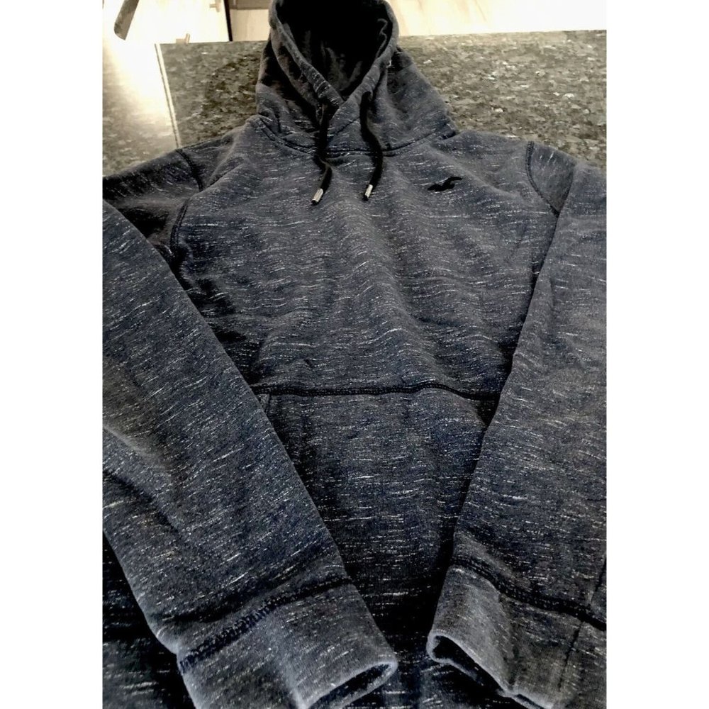 Hollister Men's Pullover Hoodie Sweatshirt Charcoal Gray Medium Pocket Logo EUC